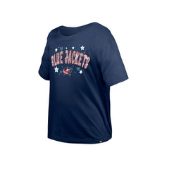 NHL Columbus Blue Jackets New Era Girl's Youth Flip Sequin T-Shirt