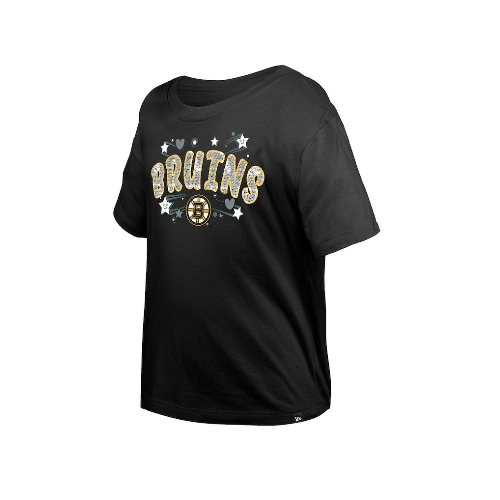 NHL Boston Bruins New Era Girl's Youth Flip Sequin T-Shirt