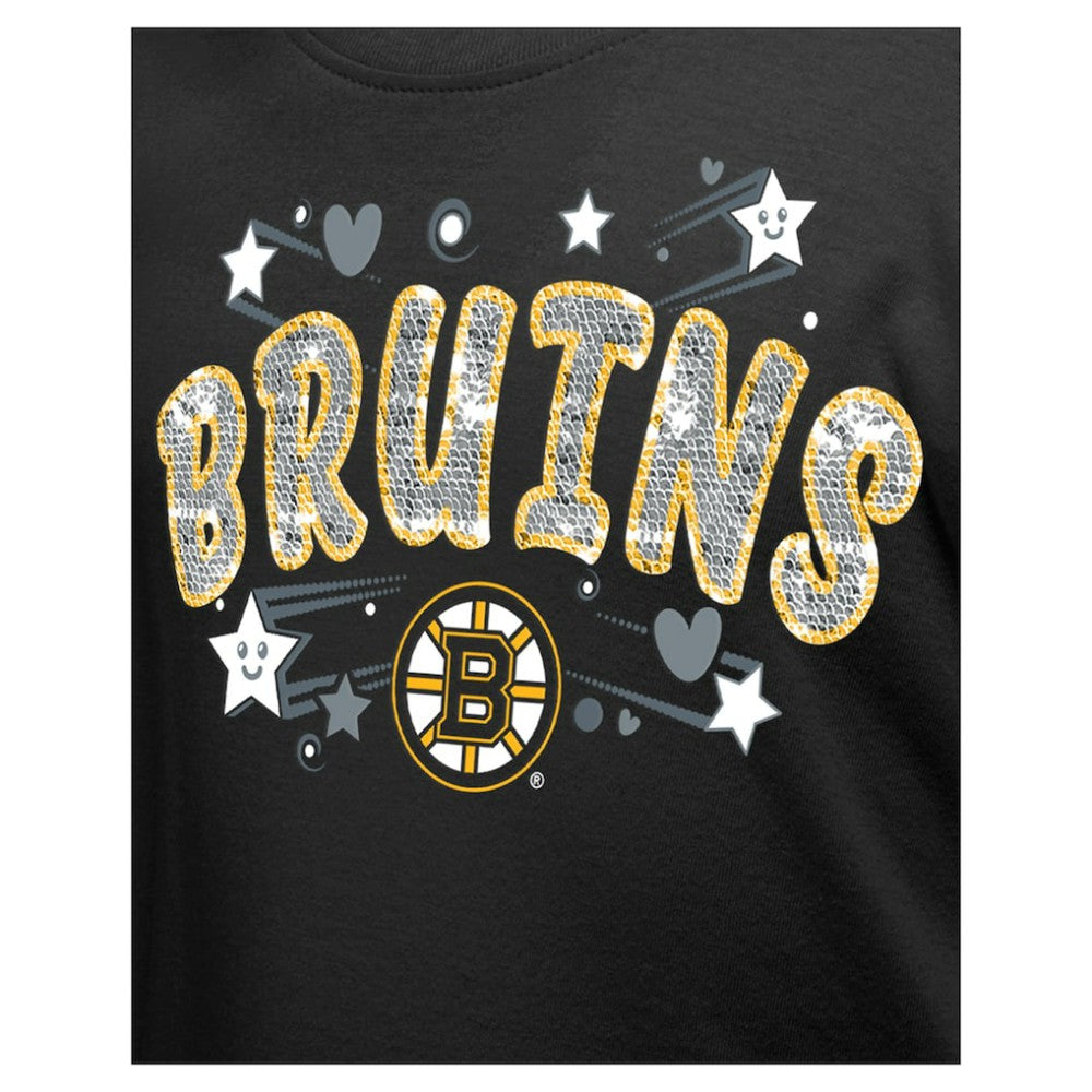 NHL Boston Bruins New Era Girl's Youth Flip Sequin T-Shirt