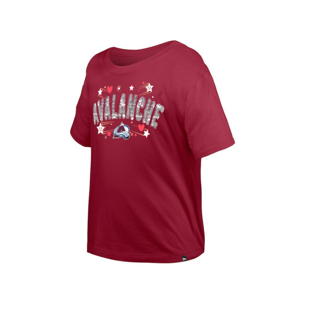 NHL Colorado Avalanche New Era Girl's Youth Flip Sequin T-Shirt