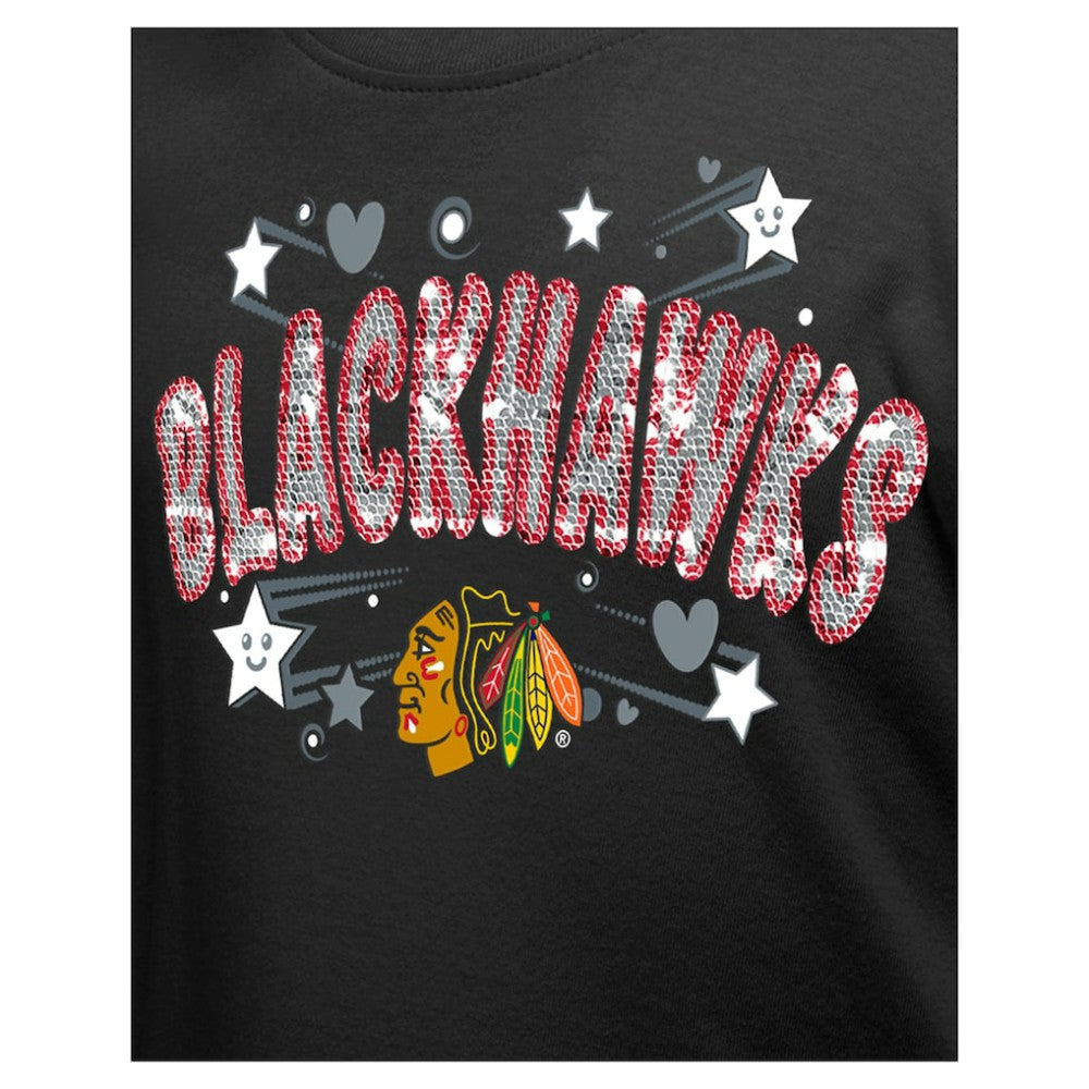 NHL Chicago Blackhawks New Era Girl's Youth Flip Sequin T-Shirt