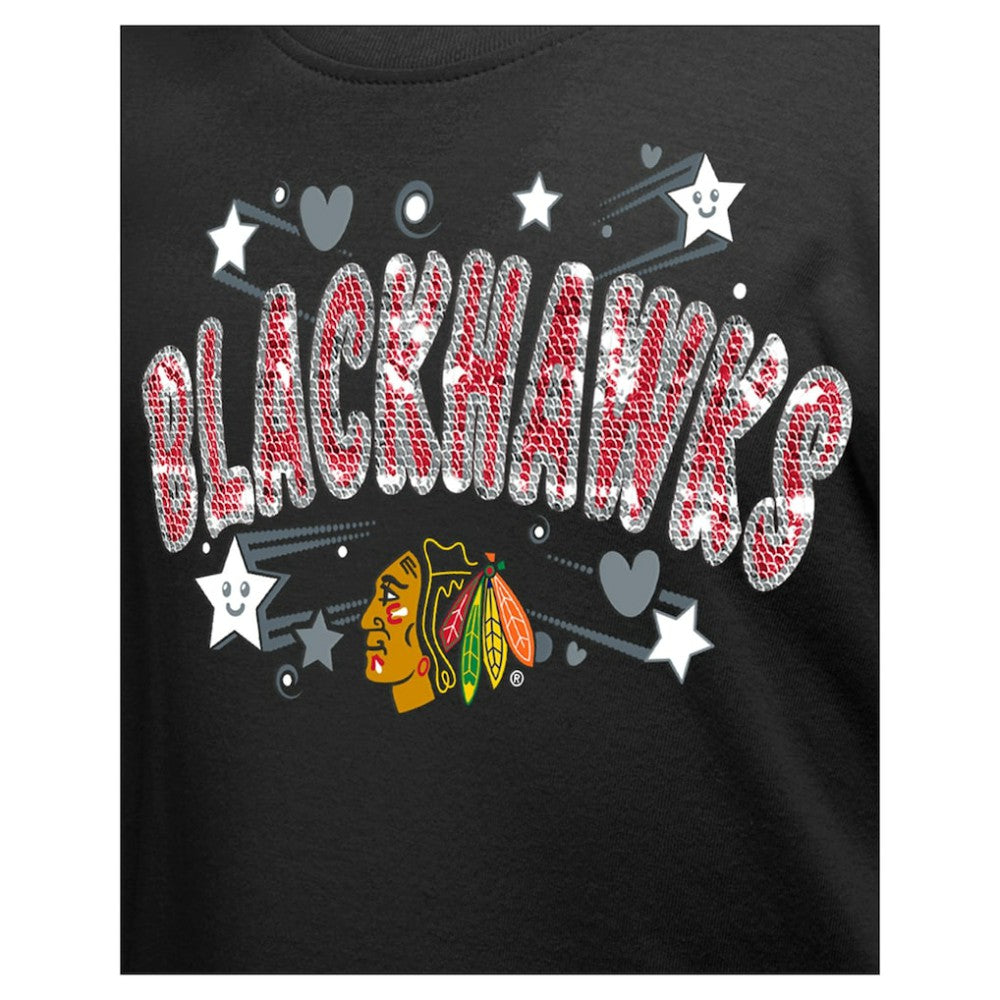 NHL Chicago Blackhawks New Era Girl's Youth Flip Sequin T-Shirt