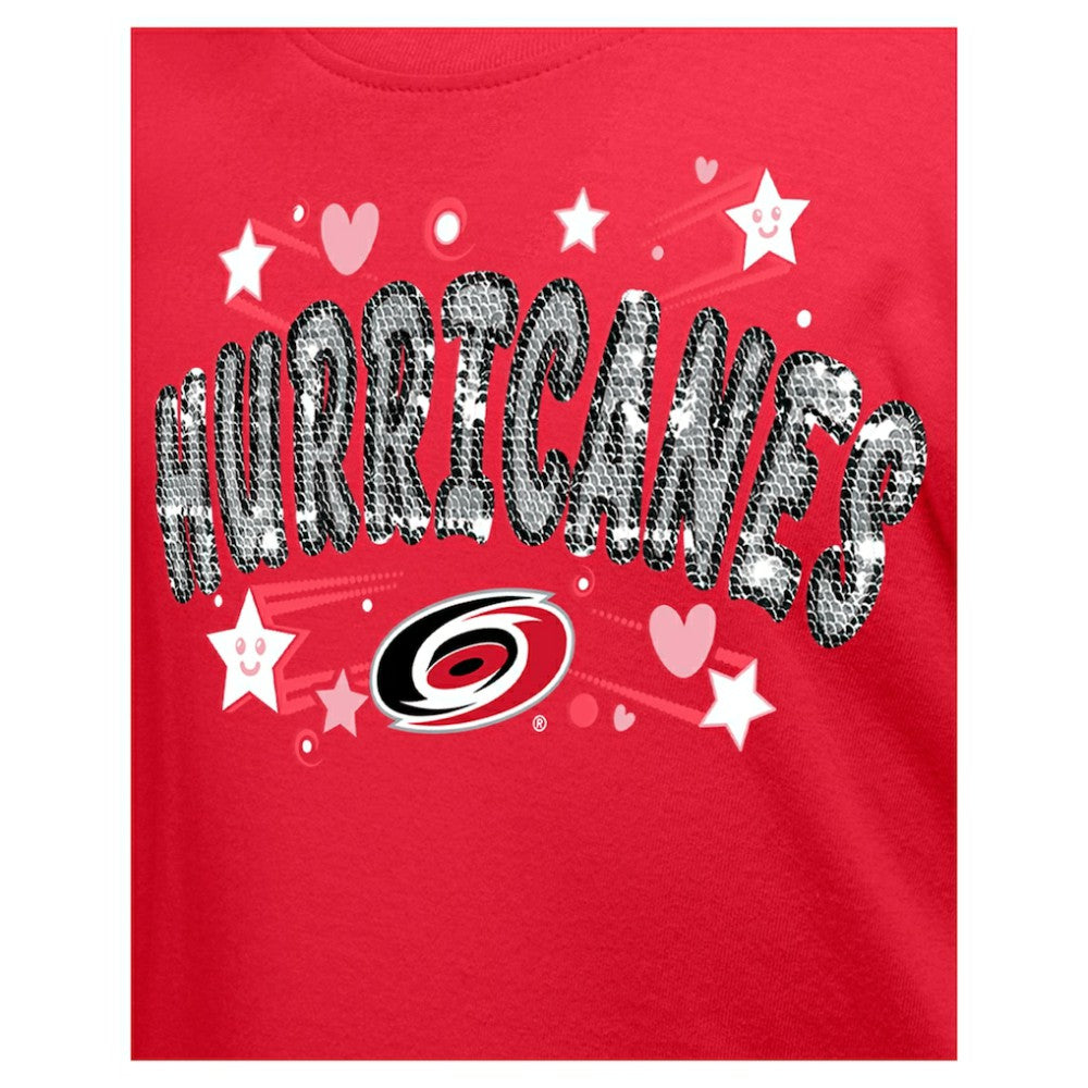 NHL Carolina Hurricanes New Era Girl's Youth Flip Sequin T-Shirt