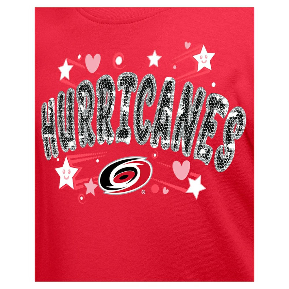 NHL Carolina Hurricanes New Era Girl's Youth Flip Sequin T-Shirt