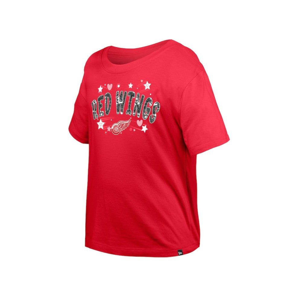 NHL Detroit Red Wings New Era Girl's Youth Flip Sequin T-Shirt