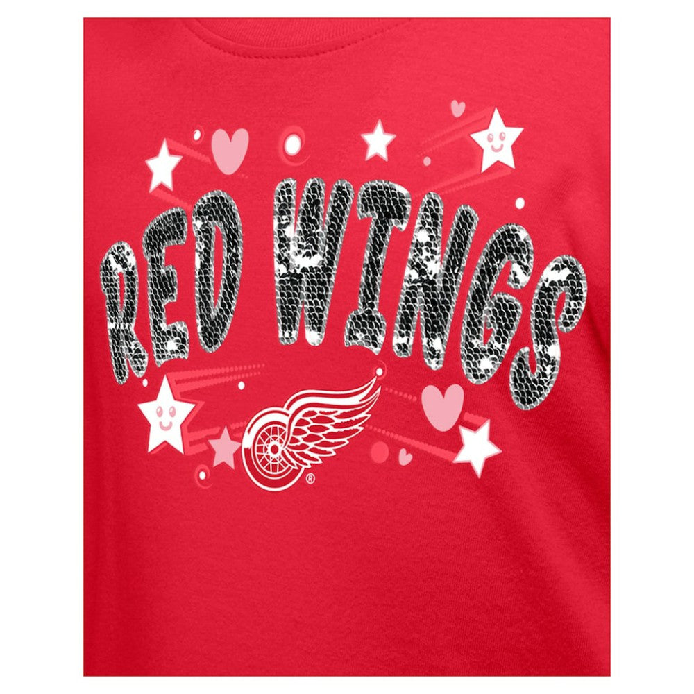 NHL Detroit Red Wings New Era Girl's Youth Flip Sequin T-Shirt