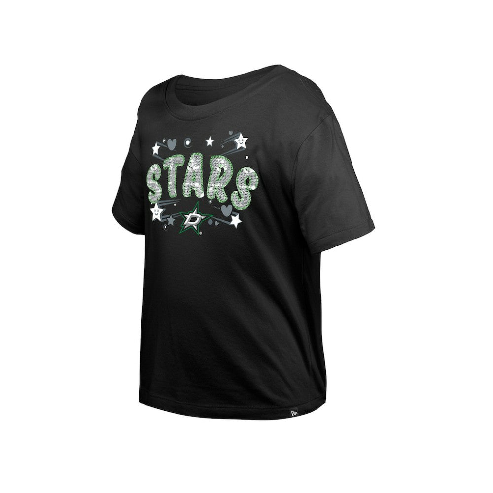 NHL Dallas Stars New Era Girl's Youth Flip Sequin T-Shirt