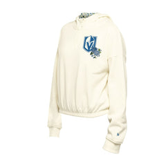 NHL Vegas Golden Knights New Era Women's Glam Game Quarter-Zip Cropped Floral Hoodie Pullover