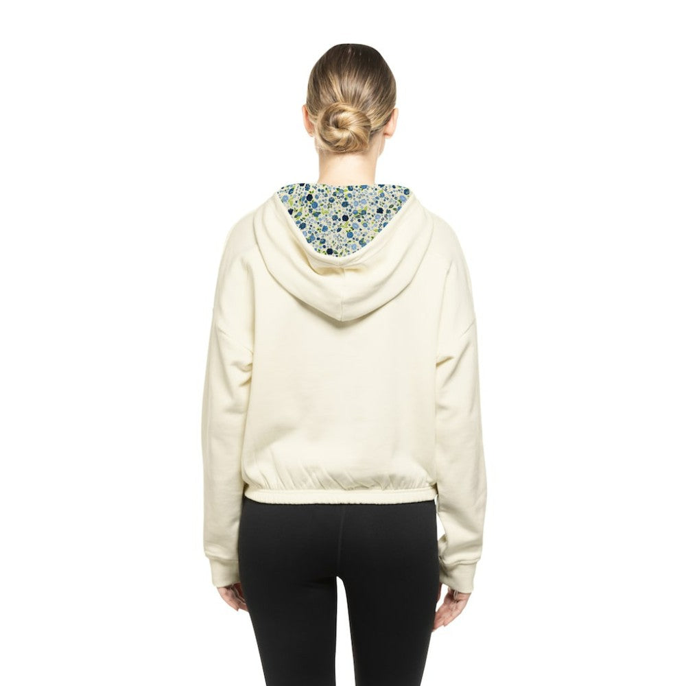 NHL Carolina Hurricanes New Era Women's Glam Game Quarter-Zip Cropped Floral Hoodie Pullover