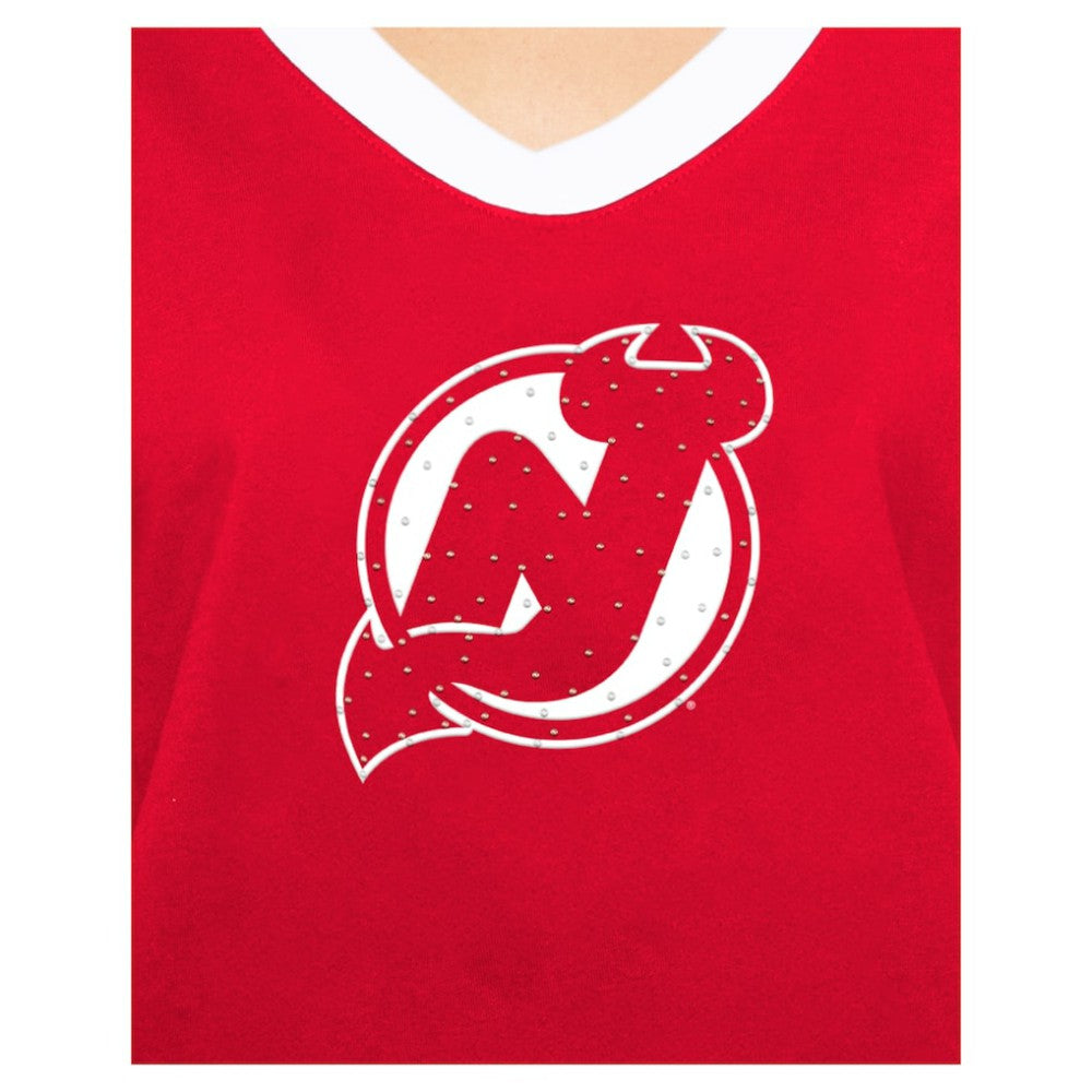NHL New Jersey Devils New Era Women's Game Day Rhinestuds T-Shirt