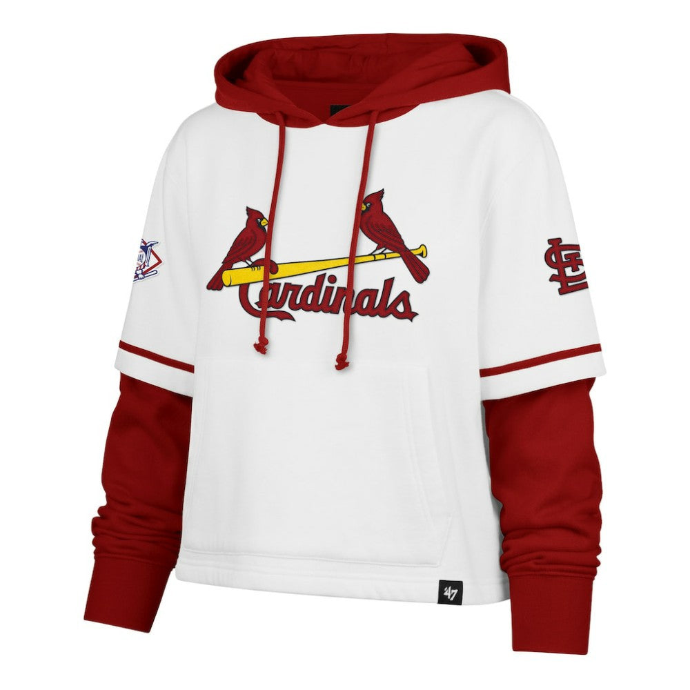 White St. Louis Cardinals '47 Women's Trifecta Shortstop Cropped Pullover Hoodie