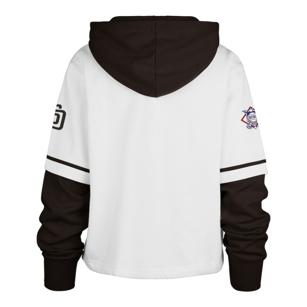 White San Diego Padres '47 Women's Trifecta Shortstop Cropped Pullover Hoodie