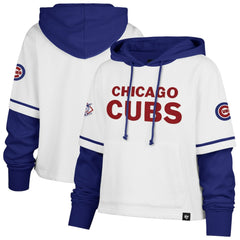White Chicago Cubs '47 Women's Trifecta Shortstop Cropped Pullover Hoodie