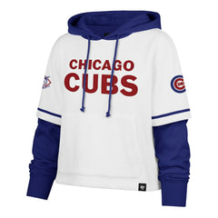 White Chicago Cubs '47 Women's Trifecta Shortstop Cropped Pullover Hoodie
