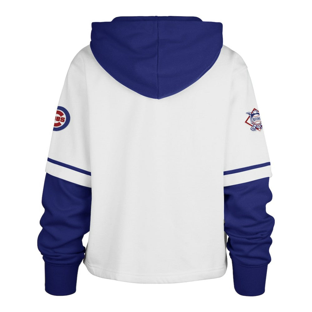 White Chicago Cubs '47 Women's Trifecta Shortstop Cropped Pullover Hoodie
