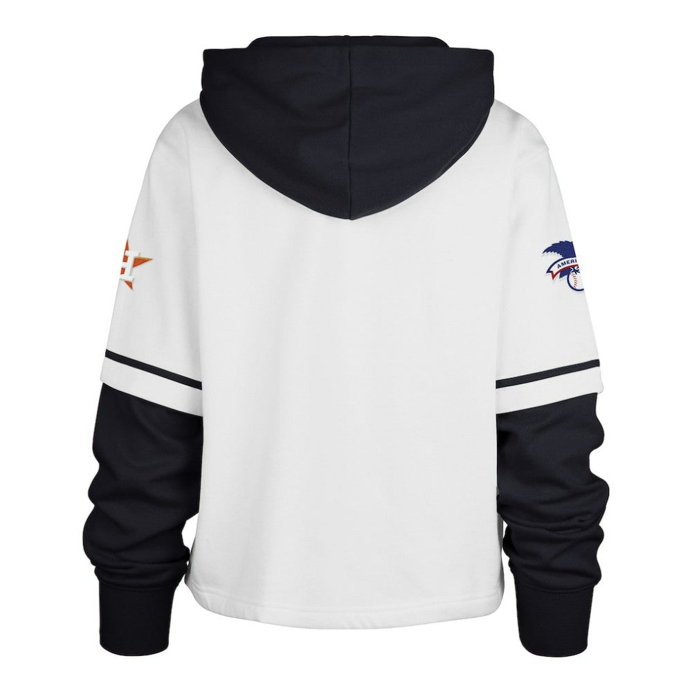 White Houston Astros '47 Women's Trifecta Shortstop Cropped Pullover Hoodie