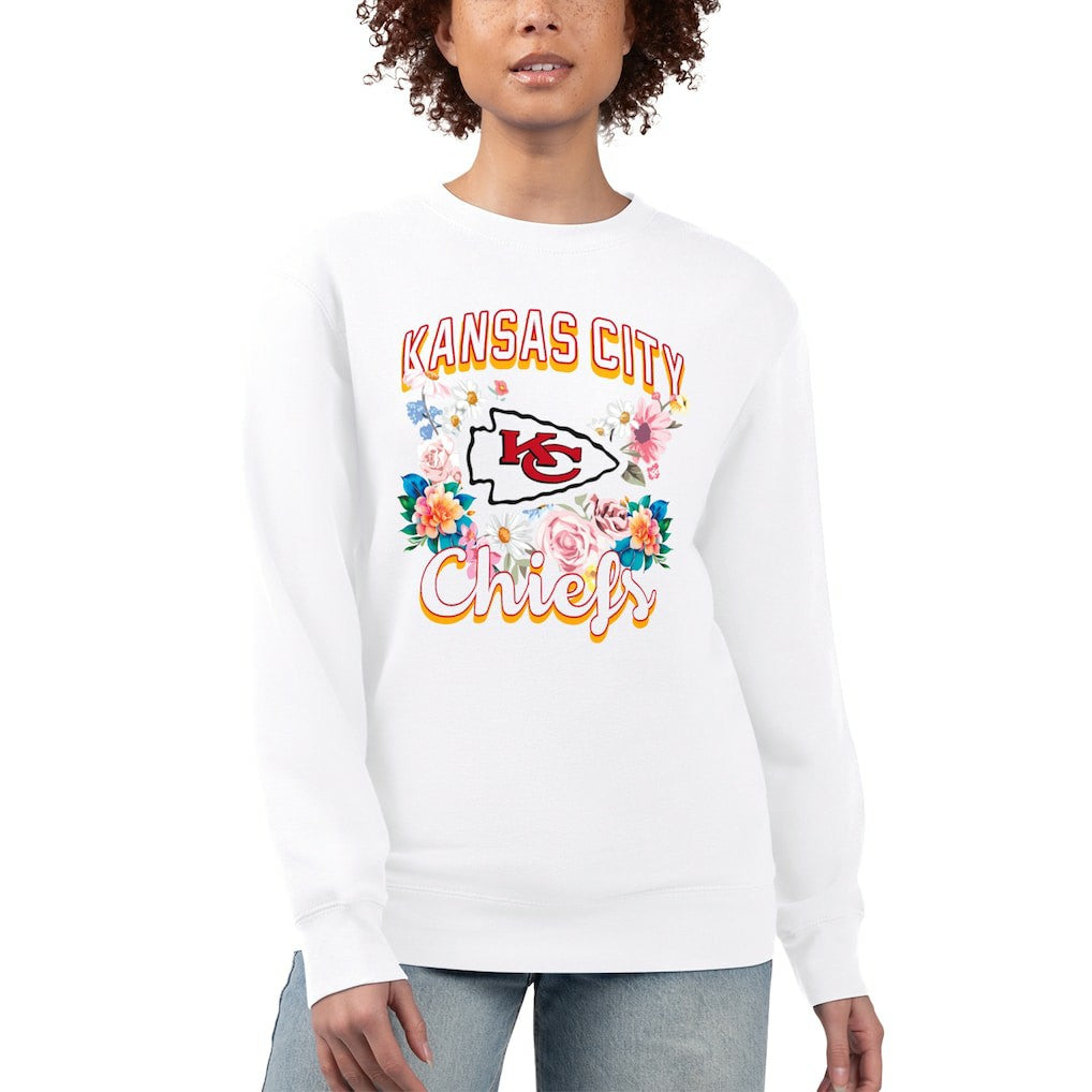 G-III 4Her by Carl Banks Women's Flower Logo Graphic Fleece Pullover Sweatshirt - Kansas City Chiefs Pullover