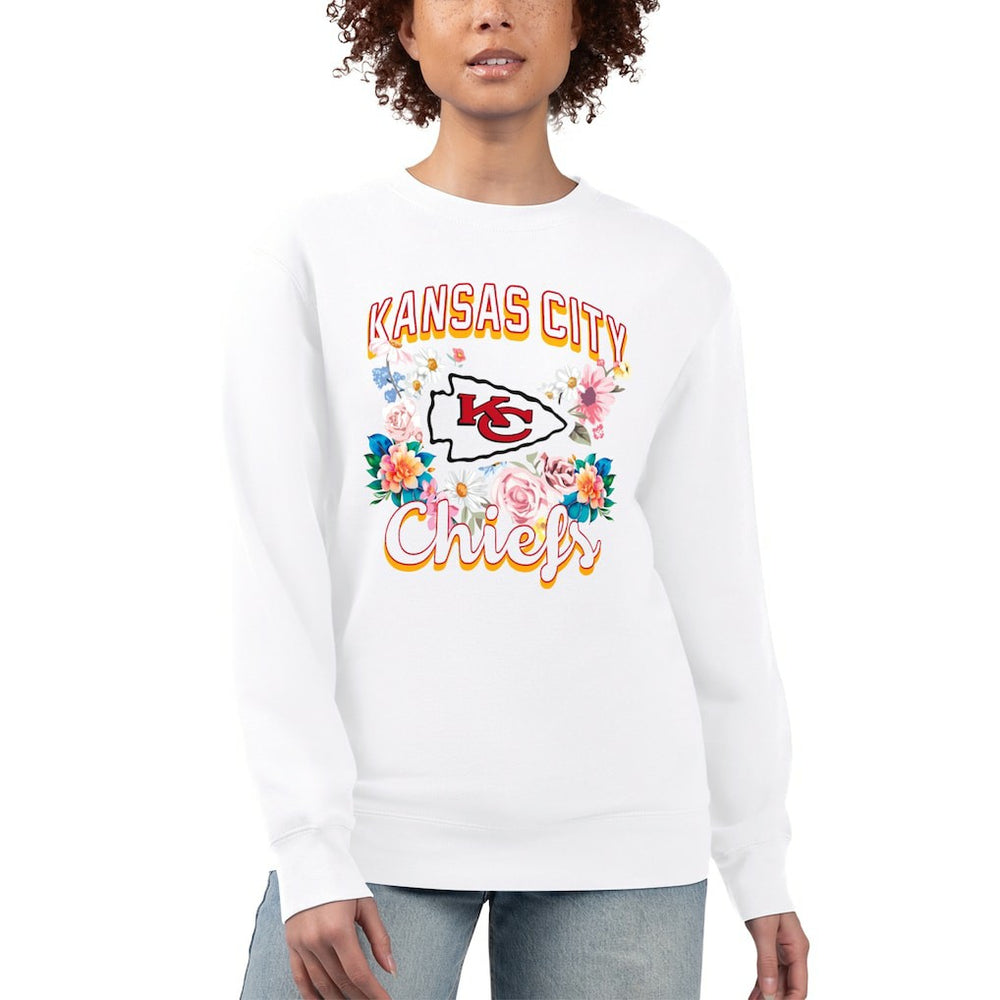 G-III 4Her by Carl Banks Women's Flower Logo Graphic Fleece Pullover Sweatshirt - Kansas City Chiefs Pullover