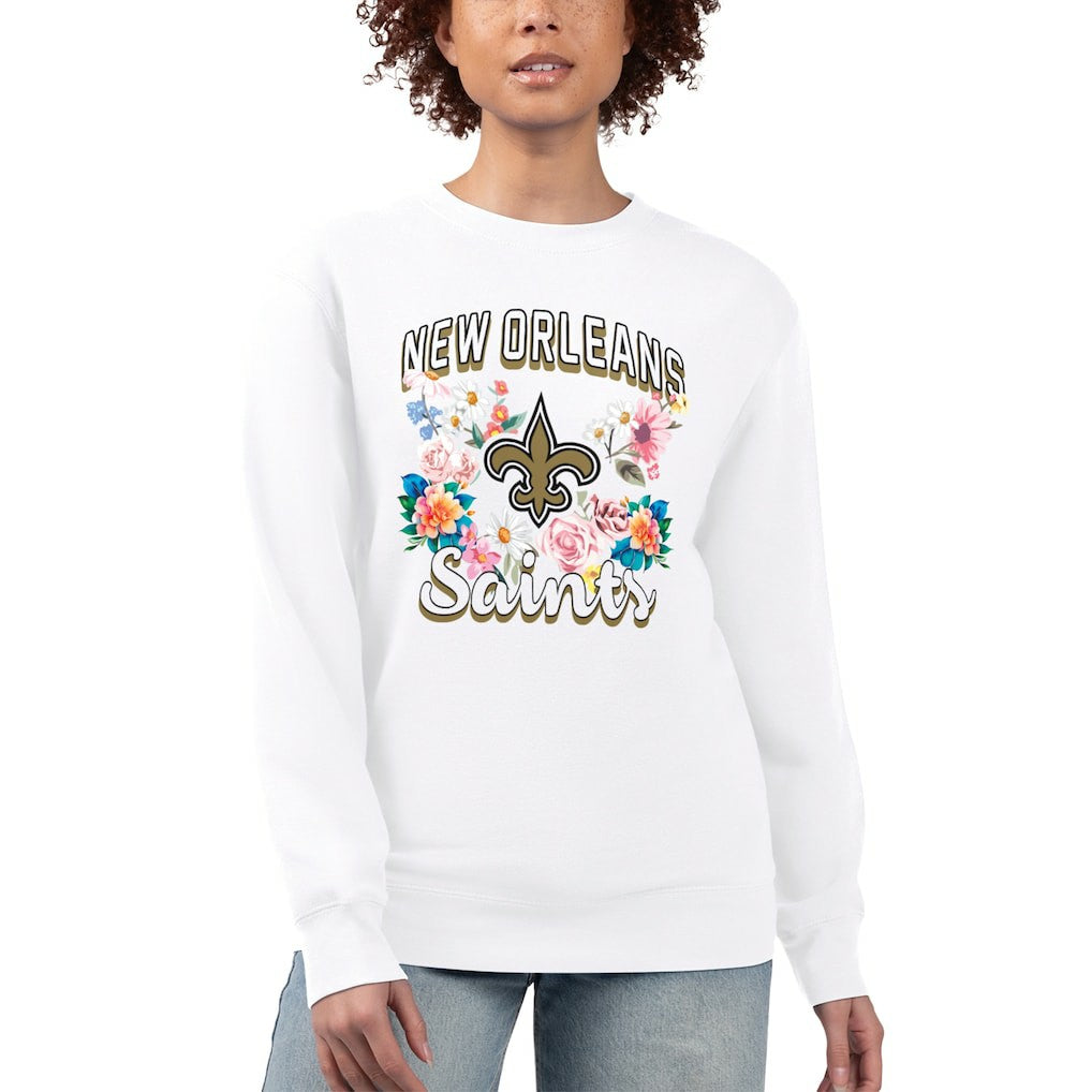 G-III 4Her by Carl Banks Women's Flower Logo Graphic Fleece Pullover Sweatshirt - New Orleans Saints Pullover