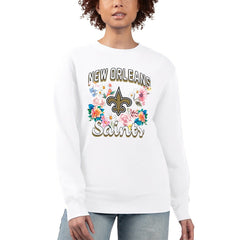 G-III 4Her by Carl Banks Women's Flower Logo Graphic Fleece Pullover Sweatshirt - New Orleans Saints Pullover