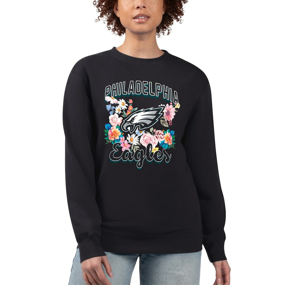 G-III 4Her by Carl Banks Women's Flower Logo Graphic Fleece Pullover Sweatshirt - Philadelphia Eagles Pullover