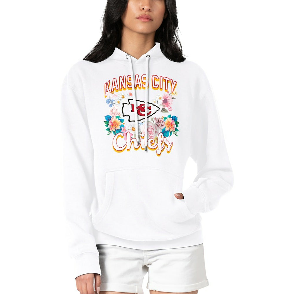 G-III 4Her by Carl Banks Women's Flowers Team Logo Graphic Fleece Pullover Hoodie - Kansas City Chiefs Hoodies