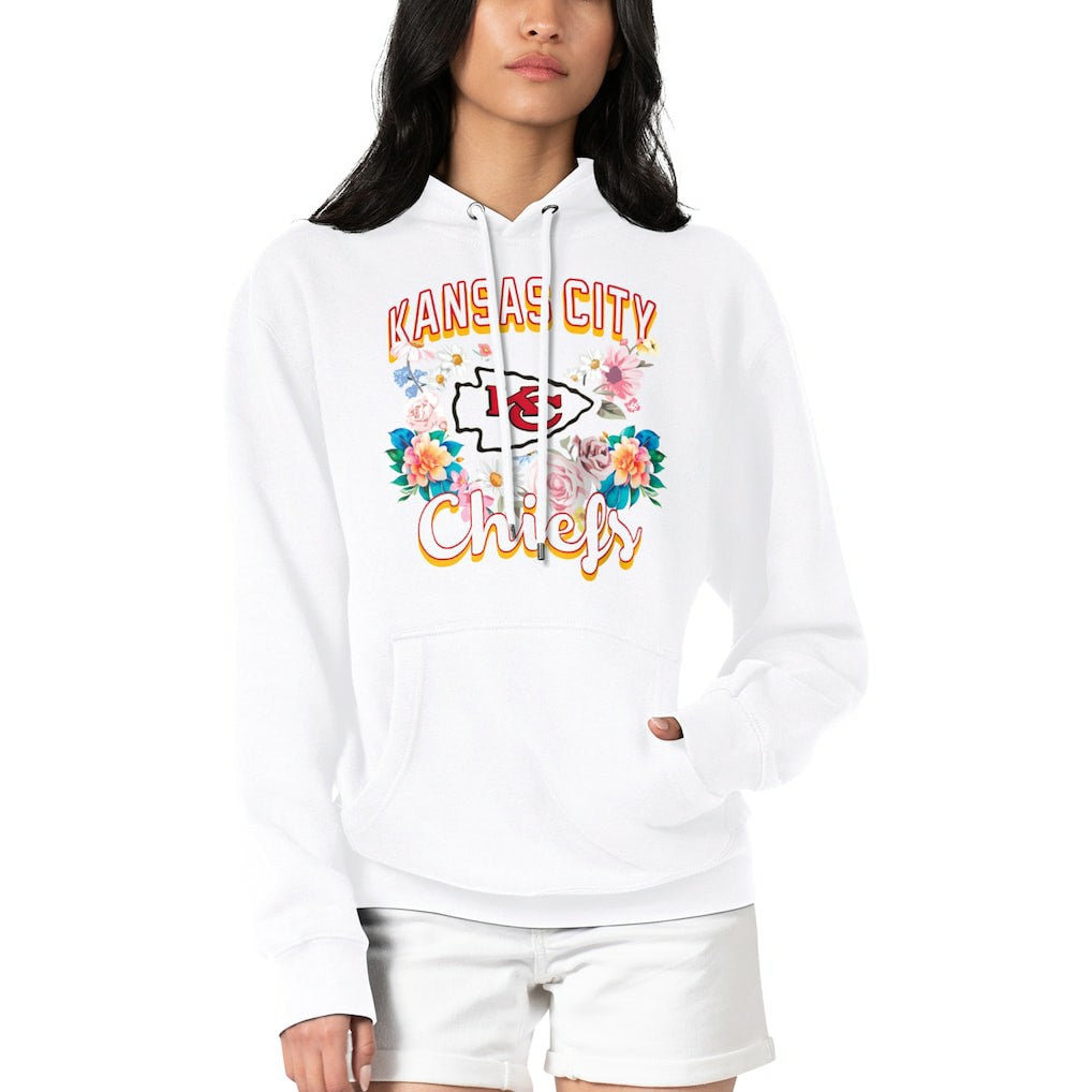 G-III 4Her by Carl Banks Women's Flowers Team Logo Graphic Fleece Pullover Hoodie - Kansas City Chiefs Hoodies