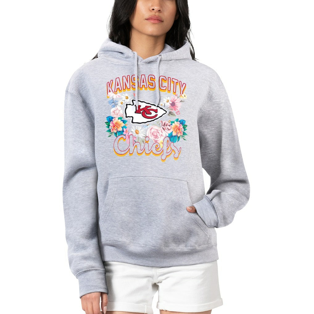 G-III 4Her by Carl Banks Women's Flowers Team Logo Graphic Fleece Pullover Hoodie - Kansas City Chiefs Hoodies