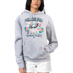 G-III 4Her by Carl Banks Women's Flowers Team Logo Graphic Fleece Pullover Hoodie - Philadelphia Eagles Hoodies