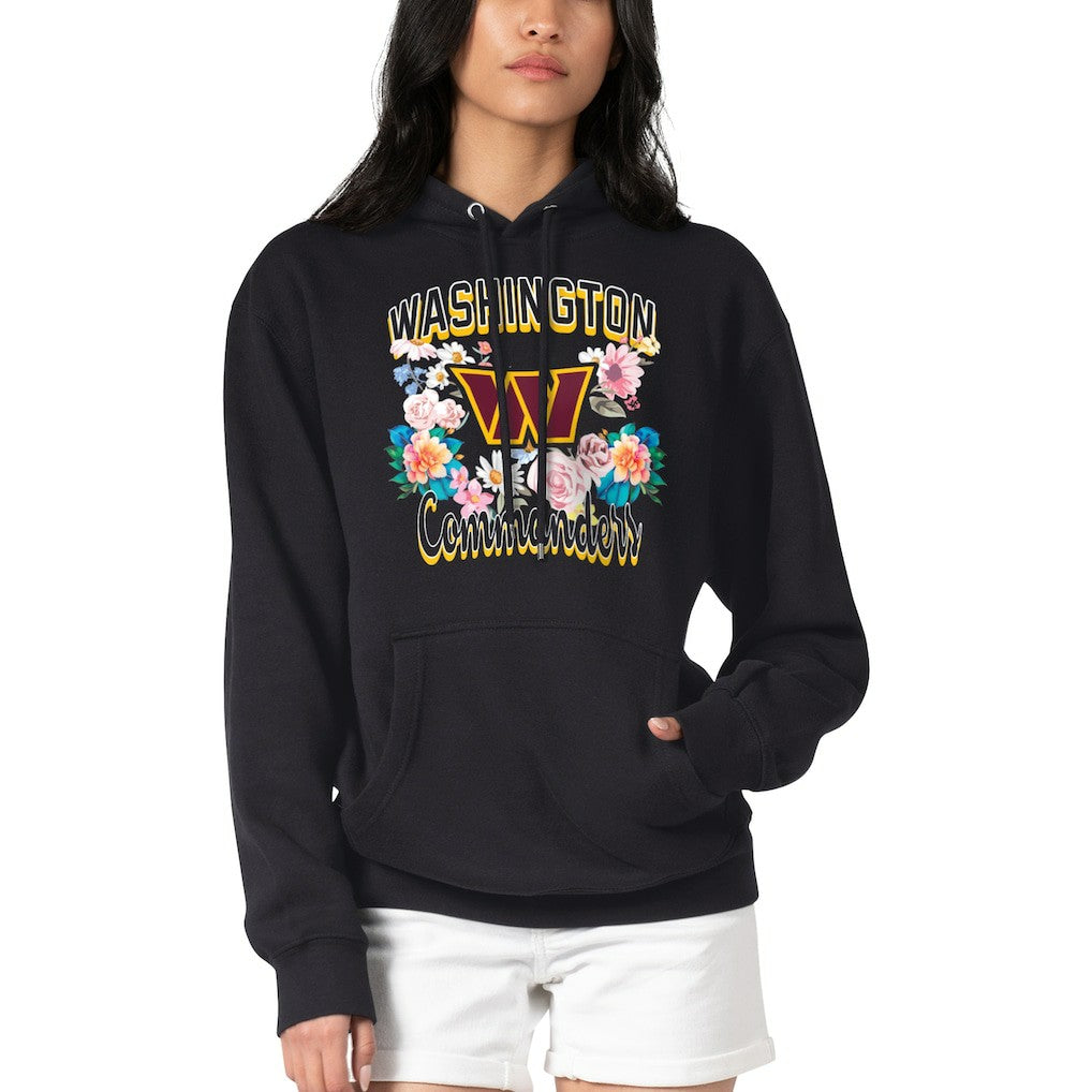G-III 4Her by Carl Banks Women's Flowers Team Logo Graphic Fleece Pullover Hoodie - Washington Commanders Hoodies