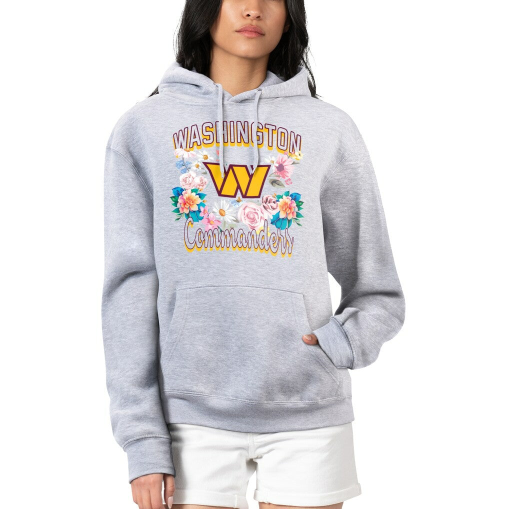 G-III 4Her by Carl Banks Women's Flowers Team Logo Graphic Fleece Pullover Hoodie - Washington Commanders Hoodies