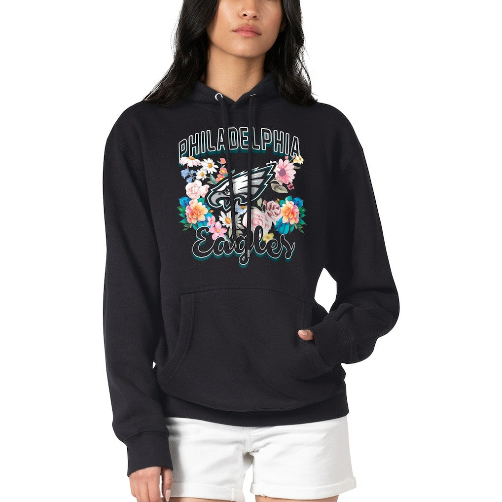 G-III 4Her by Carl Banks Women's Flowers Team Logo Graphic Fleece Pullover Hoodie - Philadelphia Eagles Hoodies