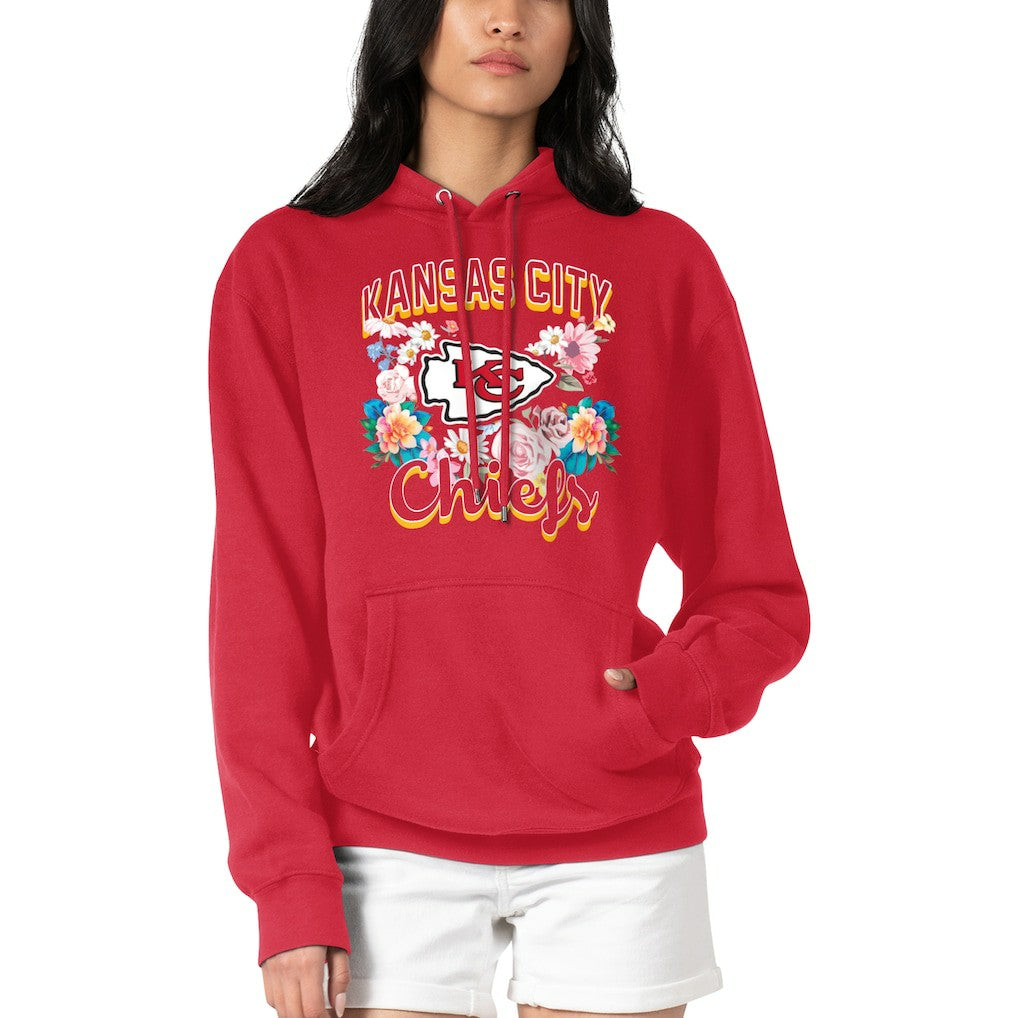 G-III 4Her by Carl Banks Women's Flowers Team Logo Graphic Fleece Pullover Hoodie - Kansas City Chiefs Hoodies