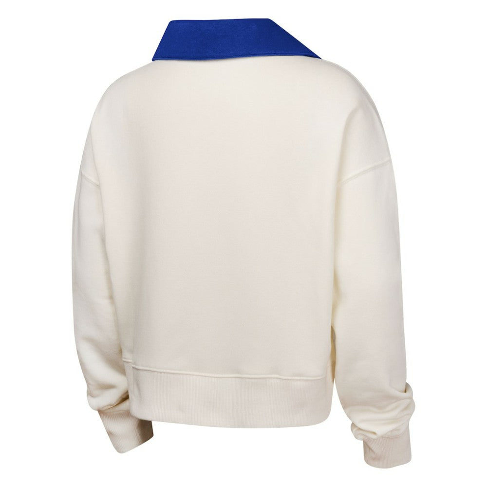 White Chicago Cubs Girls Youth Ballpark Hit Collared V-Neck Pullover Sweatshirt