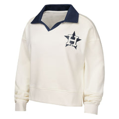White Houston Astros Girls Youth Ballpark Hit Collared V-Neck Pullover Sweatshirt