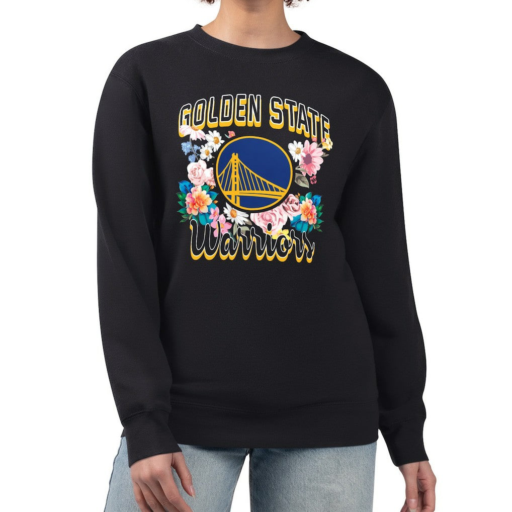 Golden State Warriors G-III 4Her by Carl Banks Women's Flowers Team Logo Graphic Fleece Crewneck Pullover Sweatshirt sale