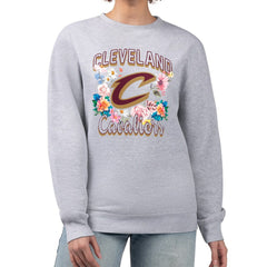 Cleveland Cavaliers G-III 4Her by Carl Banks Women's Flowers Team Logo Graphic Fleece Crewneck Pullover Sweatshirt sale