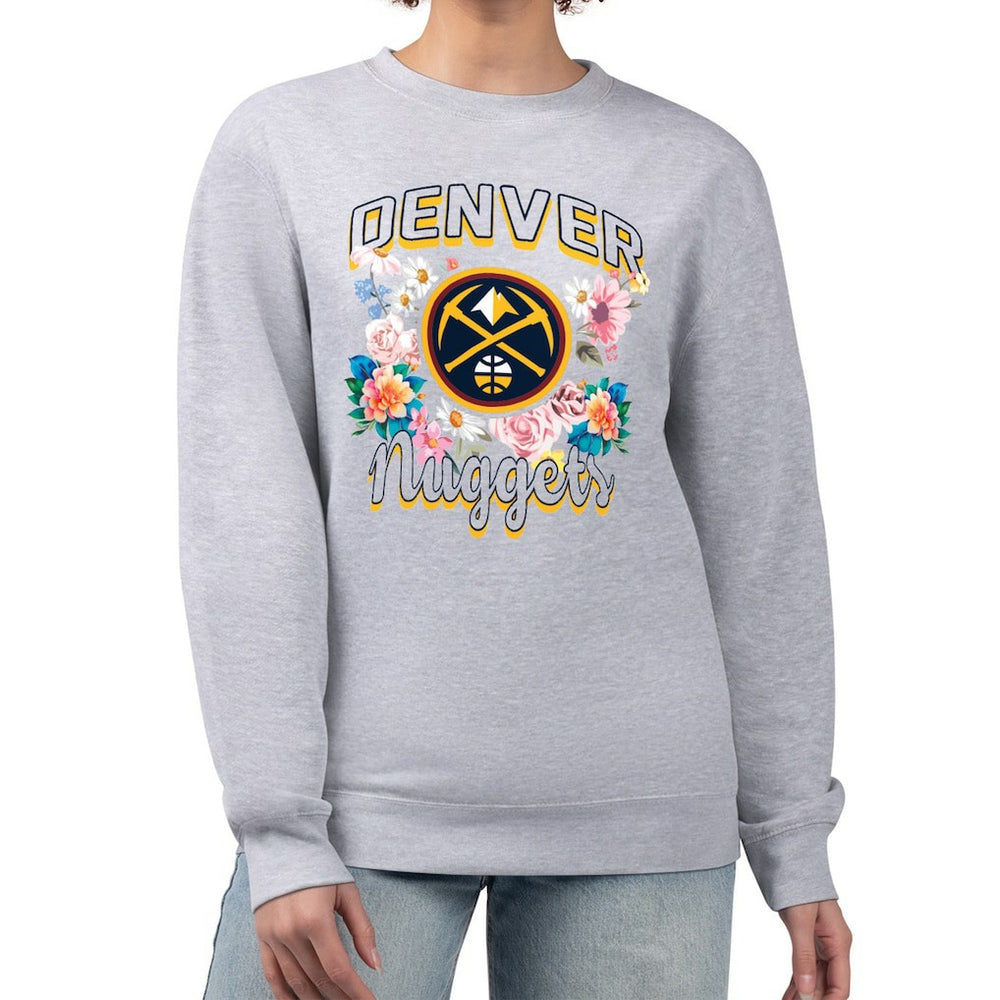 Denver Nuggets G-III 4Her by Carl Banks Women's Flowers Team Logo Graphic Fleece Crewneck Pullover Sweatshirt sale