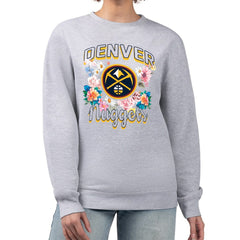 Denver Nuggets G-III 4Her by Carl Banks Women's Flowers Team Logo Graphic Fleece Crewneck Pullover Sweatshirt sale