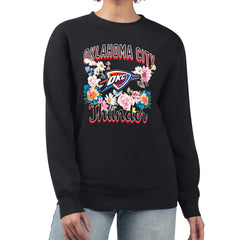 Oklahoma City Thunder G-III 4Her by Carl Banks Women's Flowers Team Logo Graphic Fleece Crewneck Pullover Sweatshirt