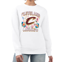 Cleveland Cavaliers G-III 4Her by Carl Banks Women's Flowers Team Logo Graphic Fleece Crewneck Pullover Sweatshirt sale
