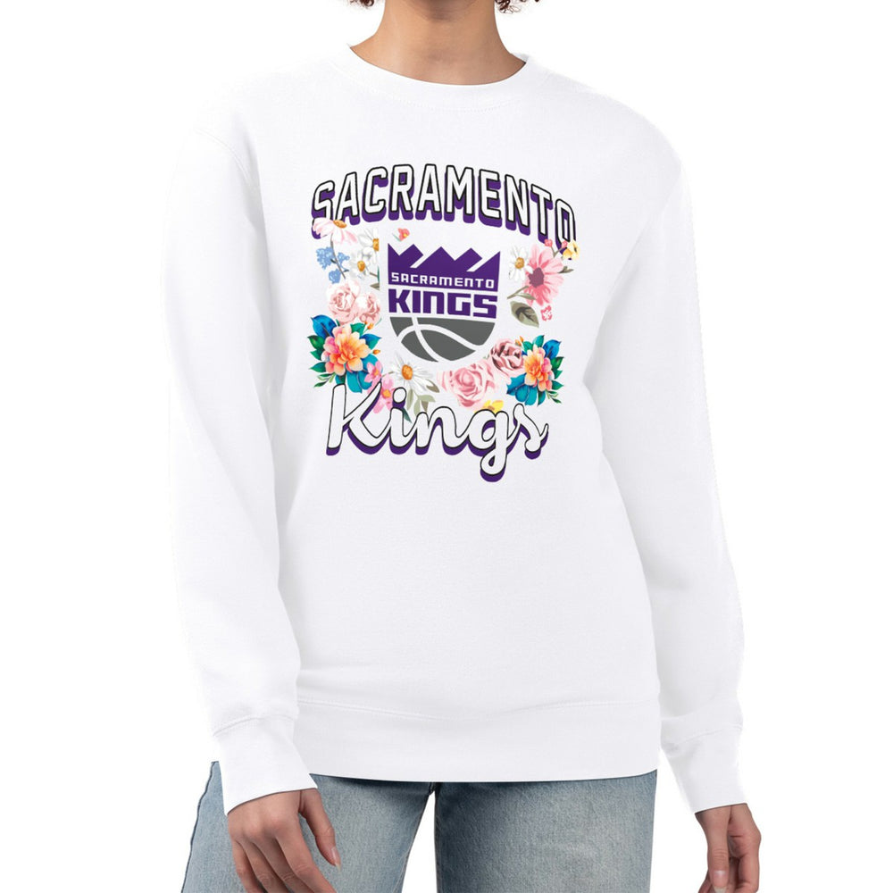 Sacramento Kings G-III 4Her by Carl Banks Women's Flowers Team Logo Graphic Fleece Crewneck Pullover Sweatshirt