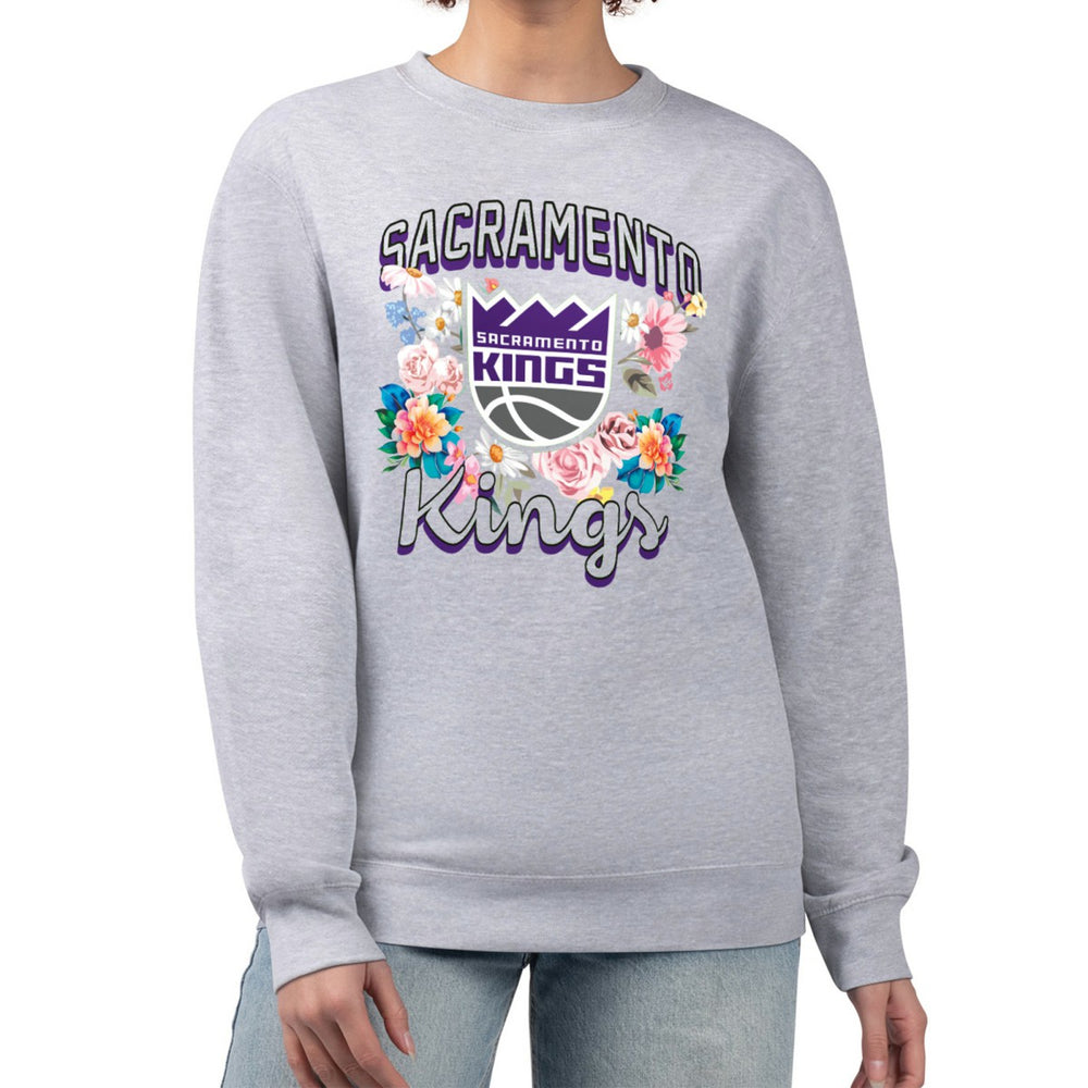 Sacramento Kings G-III 4Her by Carl Banks Women's Flowers Team Logo Graphic Fleece Crewneck Pullover Sweatshirt