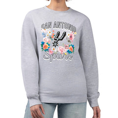 San Antonio Spurs G-III 4Her by Carl Banks Women's Flowers Team Logo Graphic Fleece Crewneck Pullover Sweatshirt