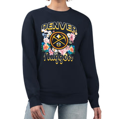 Denver Nuggets G-III 4Her by Carl Banks Women's Flowers Team Logo Graphic Fleece Crewneck Pullover Sweatshirt sale
