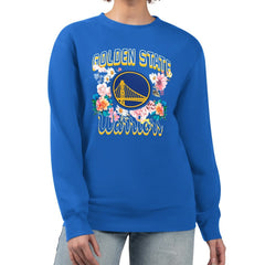 Golden State Warriors G-III 4Her by Carl Banks Women's Flowers Team Logo Graphic Fleece Crewneck Pullover Sweatshirt sale