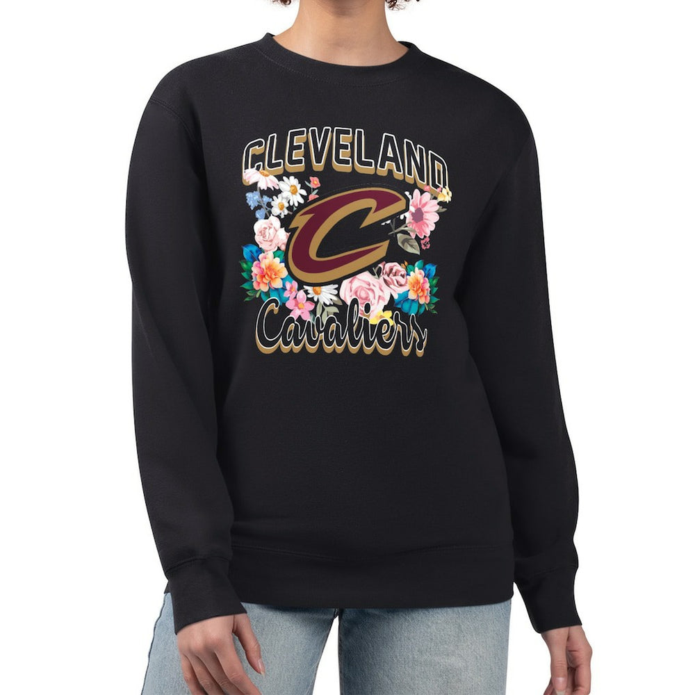 Cleveland Cavaliers G-III 4Her by Carl Banks Women's Flowers Team Logo Graphic Fleece Crewneck Pullover Sweatshirt sale