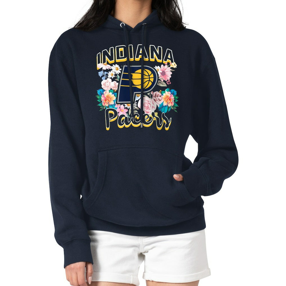 Indiana Pacers G-III 4Her by Carl Banks Women's Flowers Team Logo Graphic Fleece Pullover Hoodie