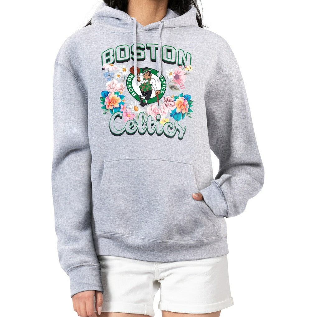 Boston Celtics G-III 4Her by Carl Banks Women's Flowers Team Logo Graphic Fleece Pullover Hoodie
