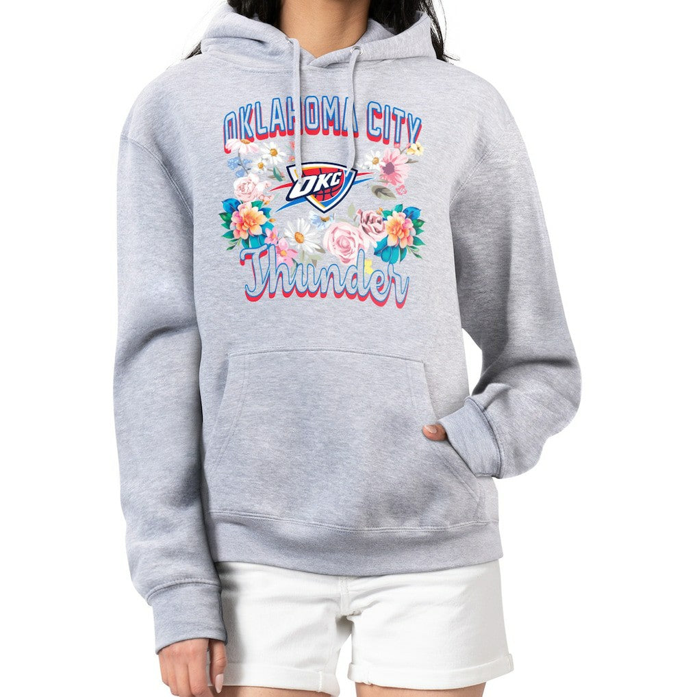 Oklahoma City Thunder G-III 4Her by Carl Banks Women's Flowers Team Logo Graphic Fleece Pullover Hoodie